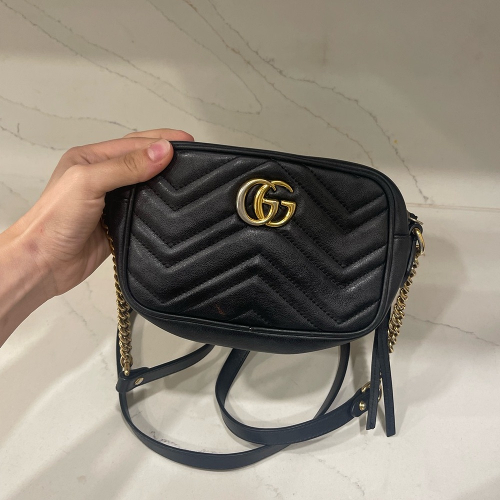 Gucci GG Marmont Shoulder bag Matelasse leather mini black
